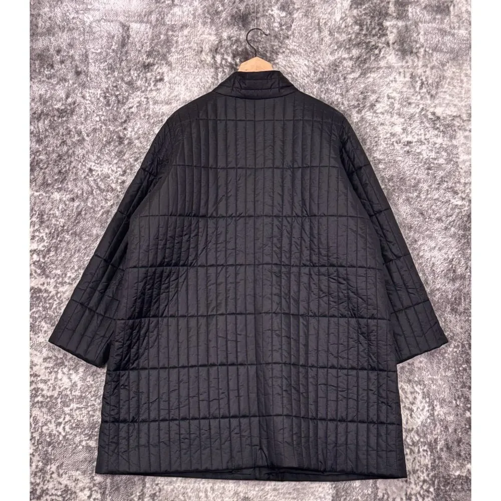 Eileen Fisher Jacket 2X Womens Recycled Nylon Quilted Stand Collar Coat